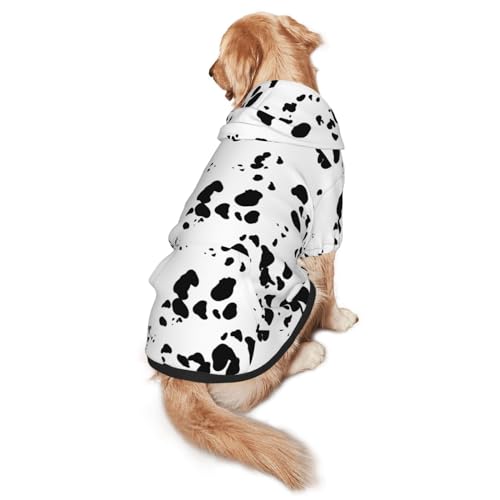 Dalmatiner Print Hundekostüm, niedliches Tier gepunktet Hund Druck Winterkleidung Pullover Halloween Rollenspiel Kostüm mit Tasche Haustier Winter Hoodie Klein von TQD