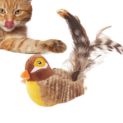 TQEBWUS Fliegendes Vogelspielzeug - Simulierter Zwitschernder Vogel - Zwitschernder Vogel Katzenspielzeug Vogelspielzeug Für Katzen Lustige Quietsch-Katzenspielzeug Interaktives Plüsch Katzenspielzeug von TQEBWUS