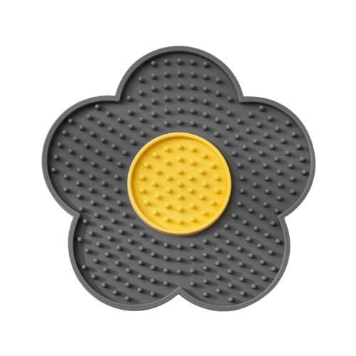 TQEBWUS Leckmatte für Haustiere, Leckmatte für Katzen - Leckpad mit Saugnäpfen,Leckmatte verbessert das Butter-Leckpad-Erlebnis, interaktives Haustierspielzeug, Blumen-Silikonpad zum Stressabbau von TQEBWUS