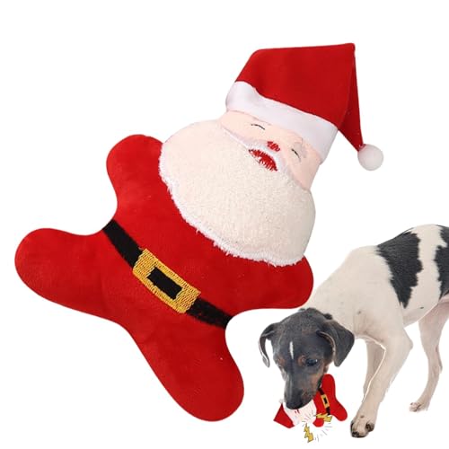 TQEBWUS Weihnachtskauspielzeug für Hunde, Plüsch-Hundespielzeug mit Quietschern, bissfest, interaktives Haustierspielzeug zur Zahnreinigung, Langeweile von TQEBWUS