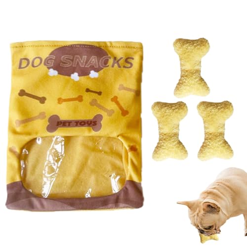 TQEBWUS Welpe Spielzeug gefüllte Knochen, gefüllte Snacks Hundespielzeug,Plüsch quietschende Knochen Snuffle Food Toys Snacks Bag - Interaktiver süßes kognitives Training behandeln Sie das von TQEBWUS