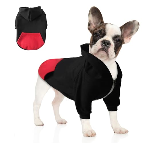 TQFlow Hunde-Kapuzenpullover, Haustierkleidung, weiches Hunde-Sweatshirt, warmer Fleece-Hunde-Kapuzenpullover für kleine und mittelgroße Hunde, Winter-Kaltes Wetter, Welpenpullover mit Tasche, von TQFlow