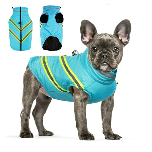 TQFlow Hundemantel Wasserdichter, Reflektierende Hundejacke mit Geschirr, Winddichte Warme Winterweste für Kleine Mittelgroße Welpen Hunde, Hundepullover für Kaltes Wetter Haustier Kleidung (L) von TQFlow