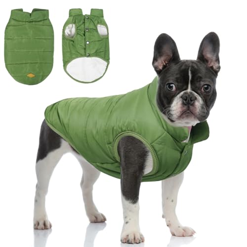 TQFlow Warmer Hundemantel, winddichte Hundejacke, Fleece, Wintermäntel, einfarbig, Hundekleidung, kaltes Wetter, Haustierjacke, Weste, weiche Welpenbekleidung für kleine, mittelgroße Hunde, Katze (XS, von TQFlow