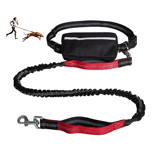 Freihändige Hundeleine,Gürtel Zum Gassi Gehen Für Mittlere Und Große Hunde,Verstellbarer Gürtel Mit Tasche,Reflektierende Nähte Zum Laufen,Walken Und Joggen (Color : Red) von TQQEPOOL