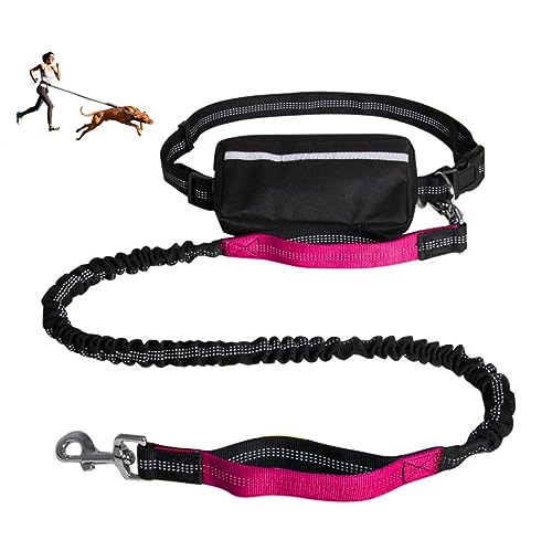 Freihändige Hundeleine,Gürtel Zum Gassi Gehen Für Mittlere Und Große Hunde,Verstellbarer Gürtel Mit Tasche,Reflektierende Nähte Zum Laufen,Walken Und Joggen (Color : Rose) von TQQEPOOL