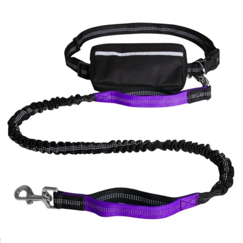 Freihändige Hundeleine,Lauf-Bungee-Leine for Hunde Mit Reißverschlusstasche for Spazierengehen,Joggen Und Laufen Mit Ihrem Hund(Color:Purple) von TQQEPOOL