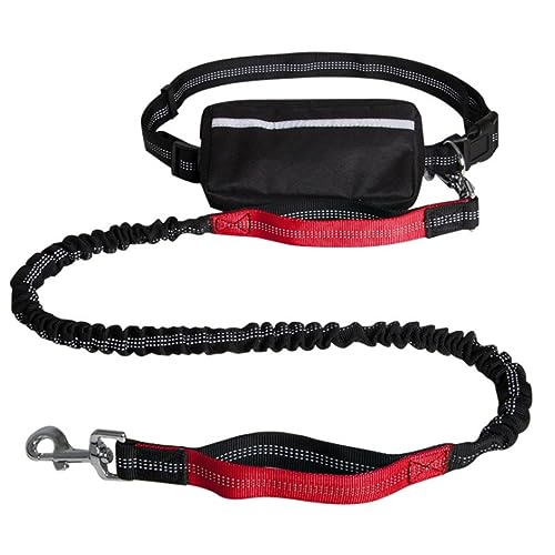 Freihändige Hundeleine,Lauf-Bungee-Leine for Hunde Mit Reißverschlusstasche for Spazierengehen,Joggen Und Laufen Mit Ihrem Hund(Color:Red) von TQQEPOOL