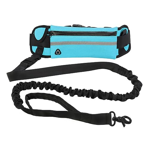 Freihändige Hundeleine Zum Laufen, Gehen, Trainieren, Wandern, Verstellbarer Gürtel Und Tasche, Ideal Für Mittelgroße Bis Große Hunde (Color : Blue) von TQQEPOOL