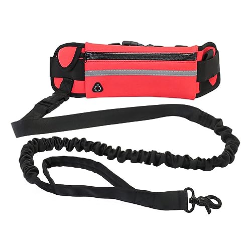 Freihändige Hundeleine Zum Laufen, Gehen, Trainieren, Wandern, Verstellbarer Gürtel Und Tasche, Ideal Für Mittelgroße Bis Große Hunde (Color : Red) von TQQEPOOL