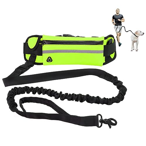Freihändige Hundeleine Zum Laufen, Hundespaziergangsgürtel Mit Verstellbarem Bungee-Gurt Und Tasche Für Mittelgroße Hunde (Color : Green) von TQQEPOOL