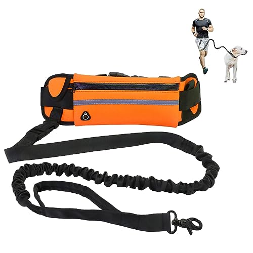 Freihändige Hundeleine Zum Laufen, Hundespaziergangsgürtel Mit Verstellbarem Bungee-Gurt Und Tasche Für Mittelgroße Hunde (Color : Orange) von TQQEPOOL