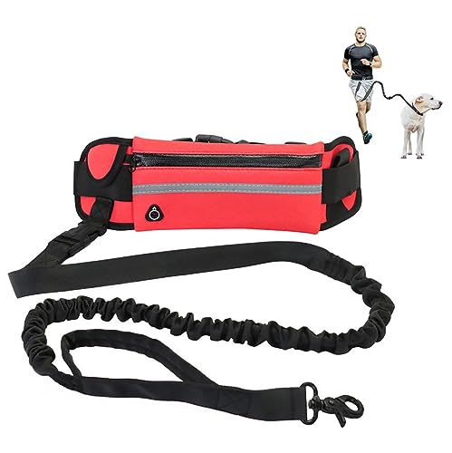 Freihändige Hundeleine Zum Laufen, Hundespaziergangsgürtel Mit Verstellbarem Bungee-Gurt Und Tasche Für Mittelgroße Hunde (Color : Red) von TQQEPOOL