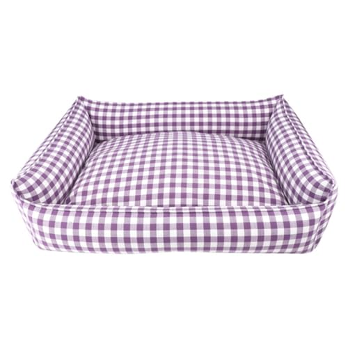 TQQEPOOL Atmungsaktives,Weiches Welpenbett,Orthopädisches Hundesofabett Mit Waschbarem,Abnehmbarem Bezug,Wasserdichtes Hundesofabett,Betten for Haustiere(Purple plaid,35 * 45cm) von TQQEPOOL