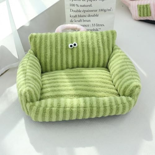 TQQEPOOL Haustier-Couchbett,Waschbare Katzenbetten for Mittelgroße Und Kleine Hunde Und Katzen,Hundebetten,Flauschige Katzencouch,Langlebige Hundebettcouch for Hunde(Green,50 * 40cm) von TQQEPOOL