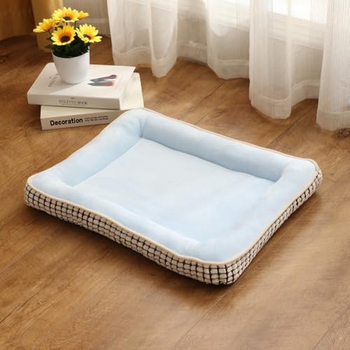 TQQEPOOL Hundebett,Hundeschlafkissenmatte Mit Rutschfester Unterseite,Waschbares Welpenschlafbett for Kleine Und Mittelgroße Hunde Und Katzen(Blue,41 * 31cm) von TQQEPOOL