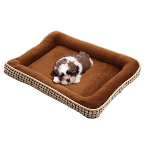 TQQEPOOL Hundebett,Hundeschlafkissenmatte Mit Rutschfester Unterseite,Waschbares Welpenschlafbett for Kleine Und Mittelgroße Hunde Und Katzen(Brown,41 * 31cm) von TQQEPOOL