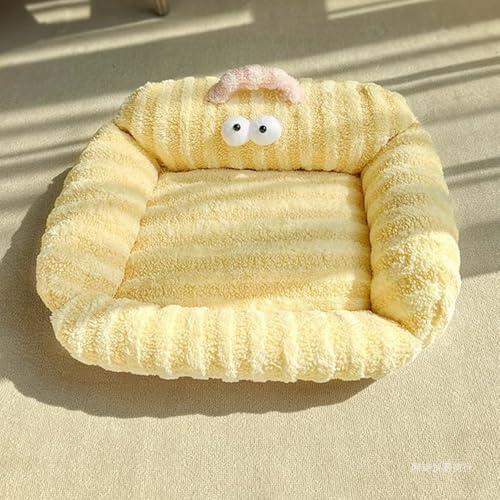 TQQEPOOL Kuscheliges Hundebett,Waschbares Hundebett,Strapazierfähiges Plüsch-Katzensofa,Haustier-Schlafsofa,Welpenschlafbett for Hunde,Katzen,Kätzchen Und Welpen(Yellow,40 * 30cm) von TQQEPOOL