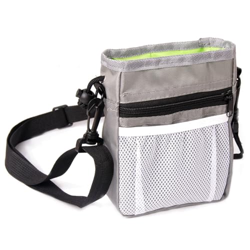 TRADERPLUS Leckerli-Tasche für Hunde, Dressur, Trainingstaschen für Haustiere, über Schultergurt/Gürtel/Taille mit verstellbarem Gürtelclip (grau) von TRADERPLUS
