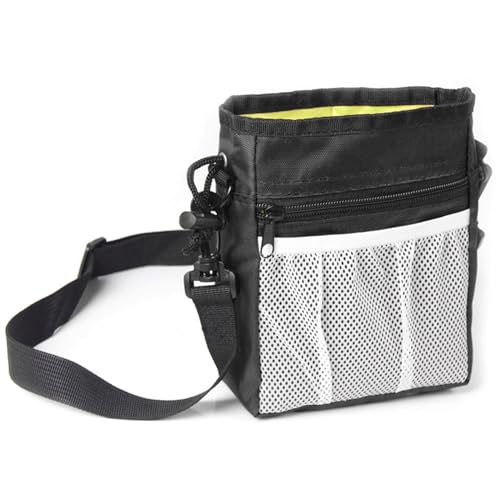 TRADERPLUS Leckerli-Tasche für Hunde, Dressur, Trainingstaschen für Haustiere, über Schultergurt/Gürtel/Taille mit verstellbarem Gürtelclip (schwarz) von TRADERPLUS