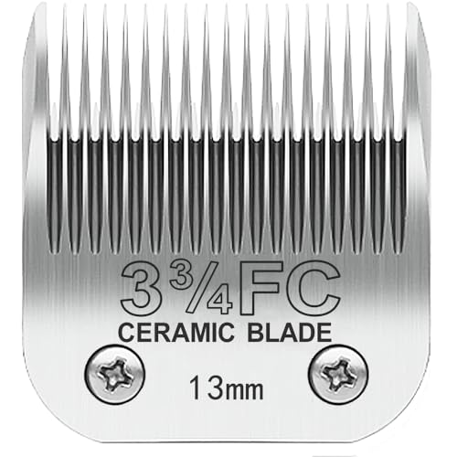 TRAH 3-3/4FC Ersatzklingen für Hundepflege, kompatibel mit Andis-Hunde-Schermaschinen, den meisten A5, Wahl KM-Serie, abnehmbare Keramikklinge, Größe 3-3/4FC, 1,27 cm Schnittlänge (13 mm), Silber von TRAH