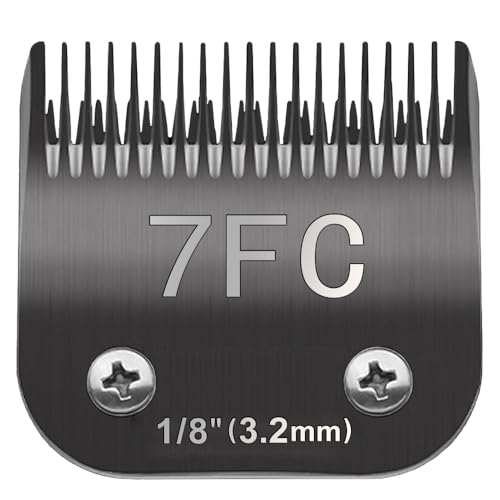 TRAH 7FC Ersatzklingen für Hundepflege, kompatibel mit Andis-Hunde-Schermaschinen, den meisten A5-, KM-Serien-Schermaschinen, abnehmbare Keramikklinge, Größe 7FC, 3,2 mm Schnittlänge (3,2 mm), Schwarz von TRAH