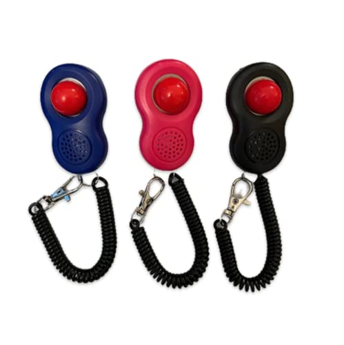 TRAVEL CAT Clicker-Trainingsset – 3er-Pack Tier-Clicker mit großem Knopf und Handgelenkschlaufe für Katzenverhalten, Belohnungstraining – Rot, Blau und Schwarz Haustier-Trainingsklicker mit schönem, von TRAVEL CAT