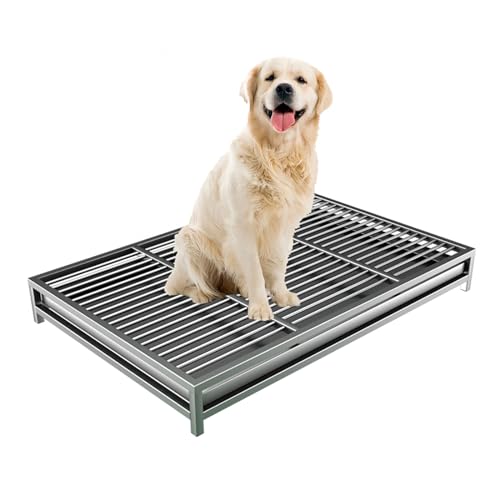 Haustiertoilette Hundetöpfchen,Hundetoilette Töpfchentablett für Trainingstoilette, Hundetoilette mit Tablett (94cm/37in,with Stainless Steel Tray) von TRGCJGH