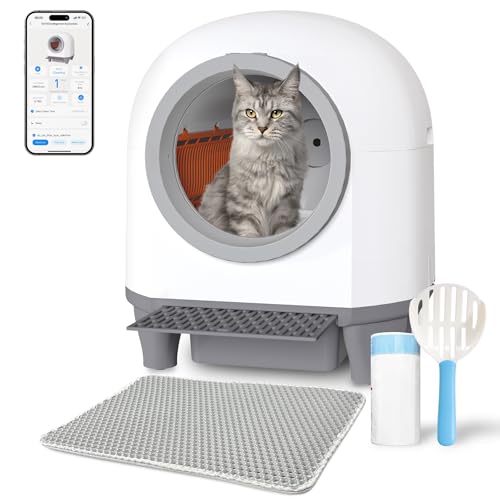 TRIUMPHKEY Selbstreinigende Katzentoilette, Anti Pinch Self Cleaning Cat Litter Box, Geruchsbeseitigerin, 9 Sensoren, APP-Steuerung, 80L Fassungsvermögen, Automatisches Katzenklo für Mehrere Katzen von TRIUMPHKEY