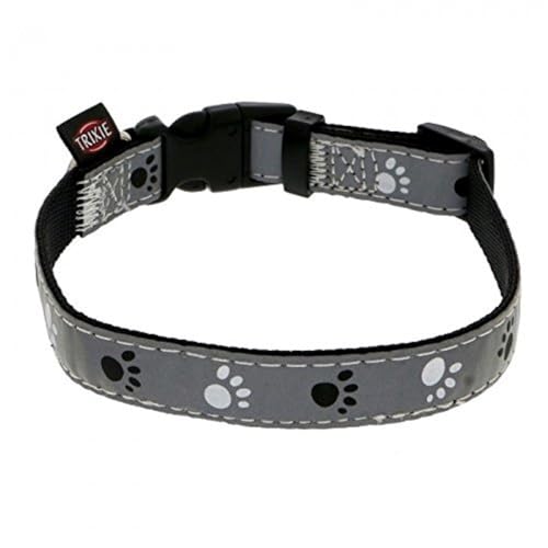 TRIXIE Silver Reflect Halsband Größe L–XL: Halsumfang 40–65 cm/25 mm in schwarz/silbergrau - stark reflektierendes Halsband für große bis sehr große Hunde, gute Sichtbarbarkeit im Dunkeln, 12224 von TRIXIE