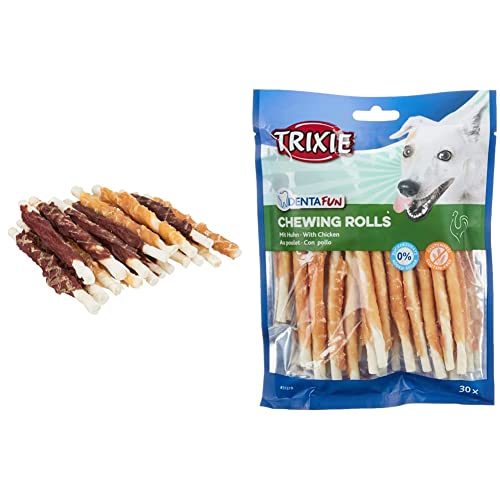 TRIXIE 31372 Denta Fun Chewing Roll Mix, 250 g & 31378 Denta Fun Chicken Chewing Rolls, 12 cm, 30 St./240 g von TRIXIE