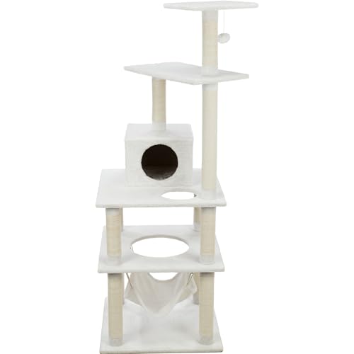 TRIXIE Abby 65 Zoll Kratzbaum Sisal Kratzbäume Katzenturm mit Höhle Hängematte Plattformen baumeln Katzenspielzeug Creme von TRIXIE