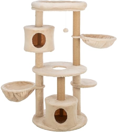 TRIXIE Anna 50 Zoll Kratzbaum Sisal Kratzbäume Katzenturm mit Höhlen Hängematten Plattformen Hängende Katzenspielzeug Beige von TRIXIE