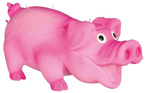 TRIXIE Borstenschwein Hundespielzeug aus Latex, 10 cm, Pink, 35190, Quietscher, Kauspielzeug von TRIXIE