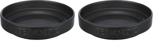 TRIXIE Flacher Katzennapf Keramik BE Nordic 300 ml schwarz - moderner Fressnapf für kleine Katzen ø 16 cm Keramiknapf mit Rutschfester Gummierung - 24522 (Packung mit 2) von TRIXIE