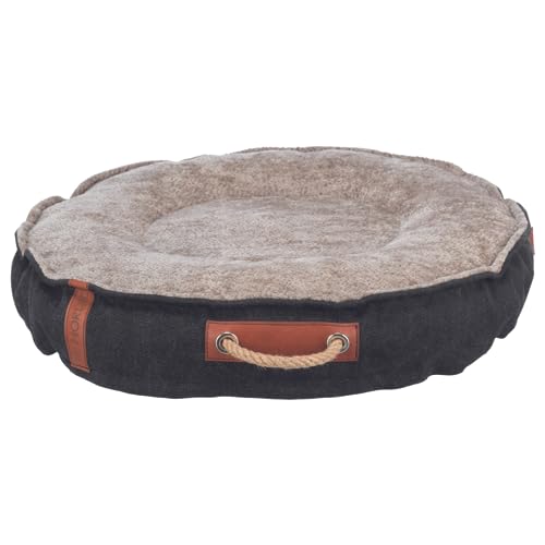 TRIXIE Hundebett BE Nordic Föhr ø 50 cm in schwarz/Sand – eckiger Hundekorb für kleine & große Hunde - gemütliches Hundekörbchen mit praktischem Tragegriff - weich & waschbar - 36593 von TRIXIE