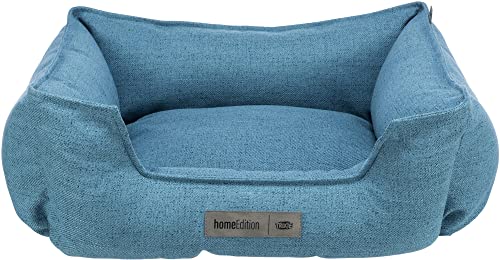 TRIXIE Hundebett Talis 80 × 60 cm in blau - elegantes Hundebett aus gemütlichem Webstoff - Hundekorb für mittelgroße Hunde - rutschfest und waschbar - 37564 von TRIXIE