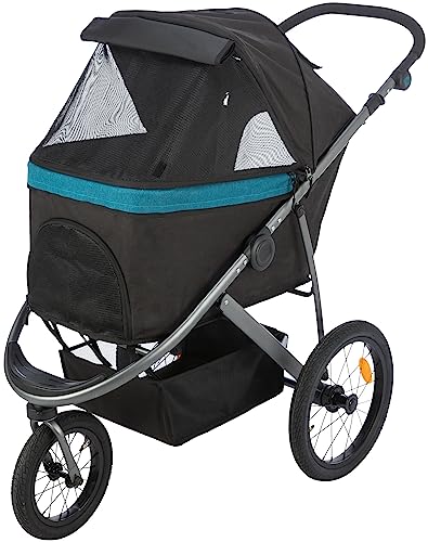 TRIXIE Hundebuggy, Wagen für Hunde, 60 × 112 × 120 cm, 12,5 kg, schwarz/Petrol bis zu 20 kg belastbar - 28960 von TRIXIE