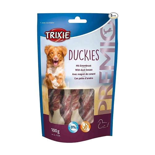 TRIXIE Hundeleckerli PREMIO Hunde-Duckies 100g - Premium Leckerlis für Hunde glutenfrei - ohne Getreide & Zucker, schmackhafte Belohnung für Training & Zuhause - 31538 von TRIXIE