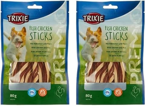 TRIXIE Hundeleckerli Premio Hunde-Chicken Sticks 80g - Premium Leckerlis für Hunde glutenfrei - ohne Getreide & Zucker, schmackhafte Belohnung für Training & Zuhause - 31747 (Packung mit 2) von TRIXIE