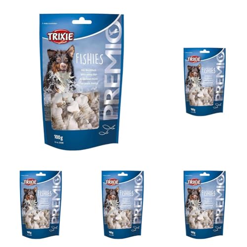 TRIXIE Hundeleckerli Premio Hunde-Fishies 100g - Premium Leckerlis für Hunde glutenfrei - ohne Getreide & Zucker, schmackhafte Belohnung für Training & Zuhause (Packung mit 5) von TRIXIE