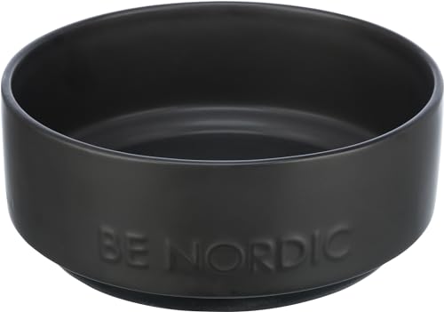 TRIXIE Hundenapf aus Keramik BE NORDIC 1200 ml schwarz - moderner Fressnapf für große Hunde ø 18 cm Keramiknapf mit rutschfester Gummierung - 24524 von TRIXIE