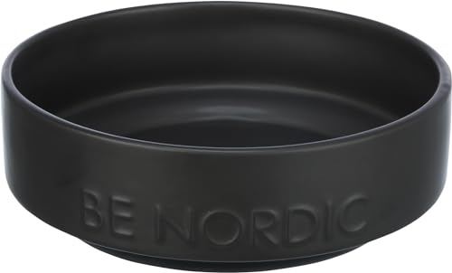 TRIXIE Hundenapf aus Keramik BE NORDIC 500 ml schwarz - moderner Fressnapf für kleine Hunde ø 16 cm Keramiknapf mit rutschfester Gummierung - 24523 von TRIXIE