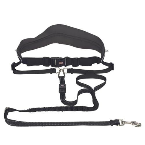 TRIXIE Joggingleine für Hunde mit Bauchgurt M-L, 1,10–1,50 m 20 mm in schwarz/grafit - perfekte Hundeleine für Sport und Bewegung - für mittelgroße bis große Hunde - 12766 von TRIXIE