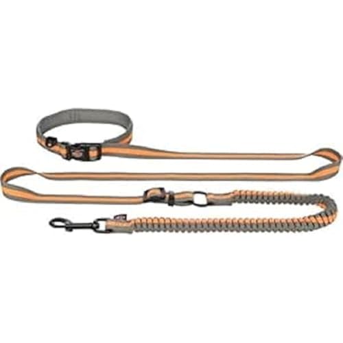 TRIXIE Joggingleine für Hunde mit Bauchgurt M-L, 1,33–1,80 m 20 mm in grafit/papaya - perfekte Hundeleine für Sport und Bewegung - für mittelgroße bis große Hunde - 12763 von TRIXIE