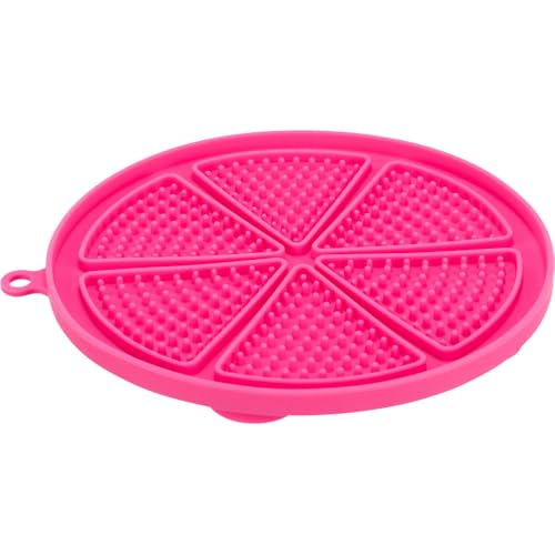 TRIXIE - Lick'n'Snack Tischdecke für Haustiere, Lamertablett aus Silikon, mit Saugnäpfen, Ø 18 cm, Rosa, spülmaschinenfest und gefriergeeignet von TRIXIE