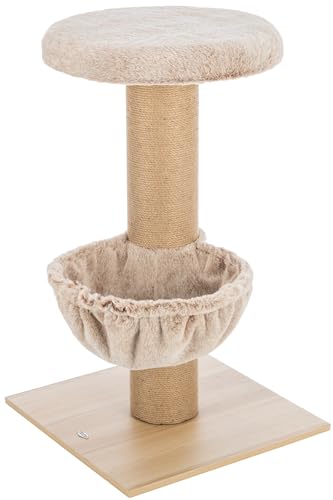 TRIXIE Mauricio 83,8 cm Kratzbaum mit Sisal-Kratzbaum, Plüsch-Sitzstange & Hängematte, Katzenkratzer, Beige von TRIXIE