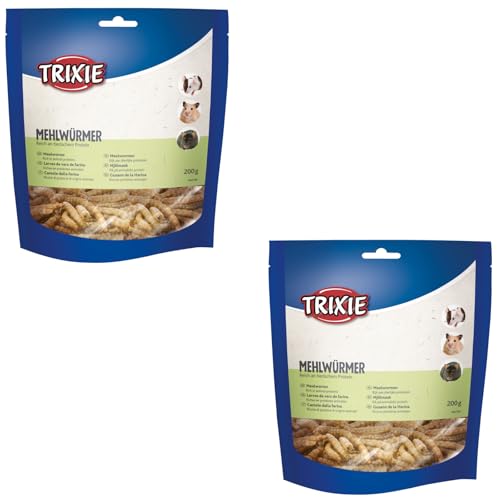 Trixie Mehlwürmer | Doppelpack | 2 x 200 g | Ergänzungsfuttermittel für Kleinnager | Auch für insektenfressende Vögel und Reptilien geeignet | Schonend getrocknet und proteinreich von TRIXIE