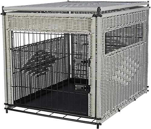 TRIXIE Moderne, verschließbare Hundebox für die kurzzeitige Unterbringung zu Hause HOME KENNEL, POLYRATTAN, M: 58 × 60 × 77 cm, HELLGRAU - 39749 von TRIXIE