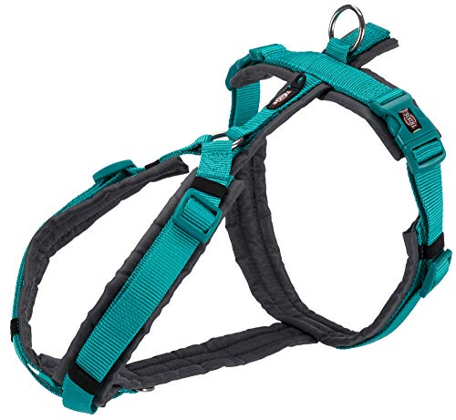 Trixie New Premium Trekking Geschirr, L: 70-85 cm/25 mm, Ozeanblau/Graphit, Hund von TRIXIE